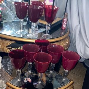Set of 10 Ruby Red Wine Glasses